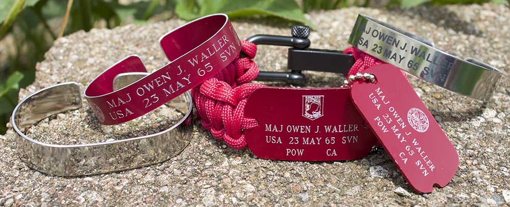 Order POW and MIA bracelets and dog tags from Memorial Bracelets dot com