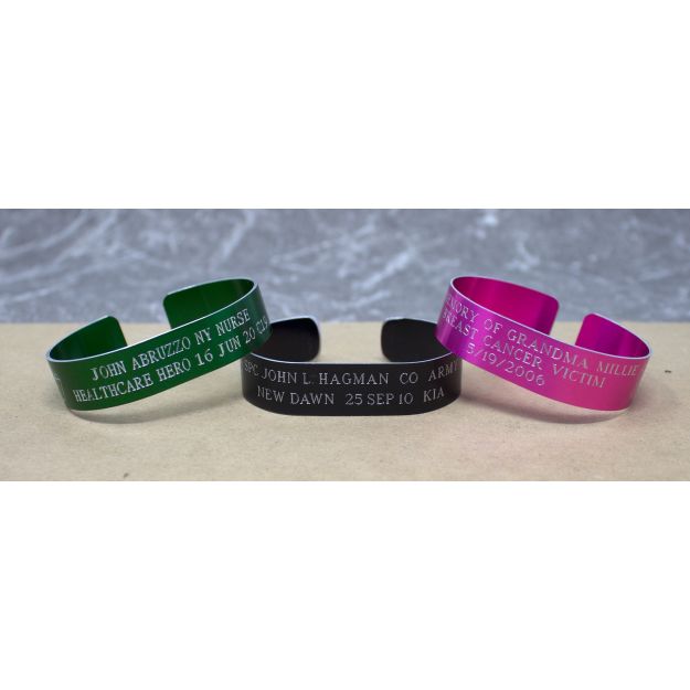 Order Large Quantity of Colored Aluminum Custom Bracelets at Memorial  Bracelets dot com