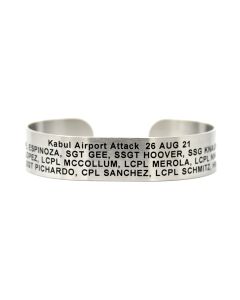 Stainless Steel Kabul Airport Attack Cuff Bracelet with Black Letters