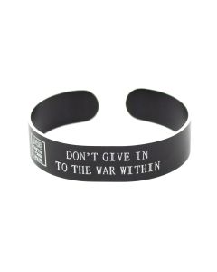 Colored Aluminum Don't Give In To The War Within Cuff Bracelet with Recessed Letters