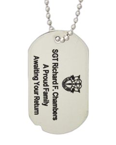 Black Lettering Stainless Steel Custom Deployment Dog Tag