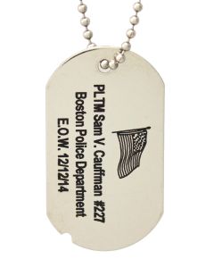 Black Lettering Stainless Steel Custom First Responder Dog Tag