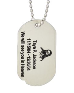 Black Lettering Stainless Steel Custom Infinant or Child Dog Tag