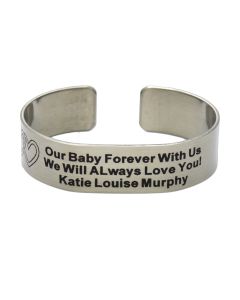 Stainless-Steel Custom Infant or Child Cuff Bracelet with Black Letters