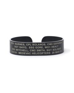 Black Aluminum Screaming Eagles C/6/101 Helicopter Cuff Bracelet with White Letters