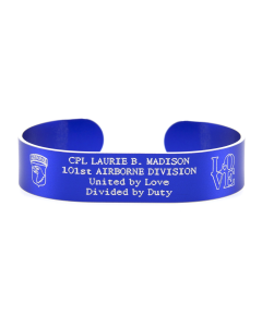 Colored Aluminum Custom Deployment Cuff Bracelet with Recessed Letters