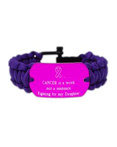 Colored Aluminum Paracord Custom Cancer Bracelet with Recessed Letters