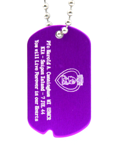 Colored Aluminum Custom WW 2 Dog Tag with Recessed Letters