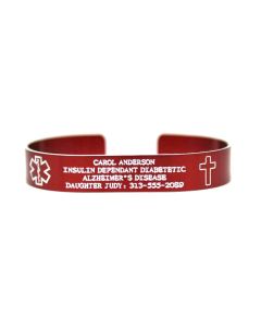 Colored Aluminum Custom Medical ID Cuff Bracelet with Recessed Letters