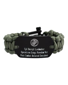 Colored Aluminum Custom 22 A Day Paracord Bracelet with Recessed Letters