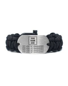Stainless-Steel Paracord Custom Bracelet with Black Letters