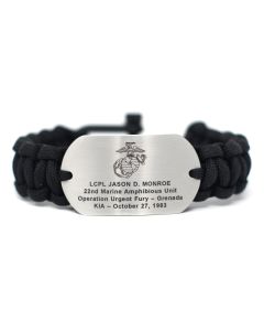 Stainless-Steel Custom Military Paracord Bracelet with Black Letters