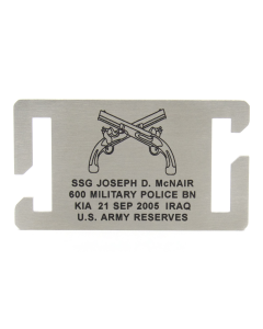 Stainless-Steel Custom Military Gear Tag with Black Letters 