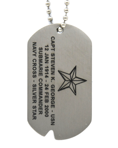 Stainless-Steel Custom WW 2 Dog Tag with Black Letters
