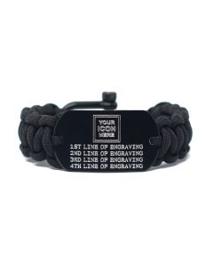 Custom Memorial Bracelet Aluminum Paracord Black