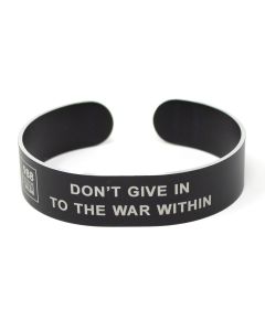 Colored Aluminum Don't Give In To The War Within Cuff Bracelet with White Letters
