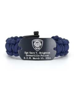 Custom Memorial Bracelet Aluminum Paracord Black