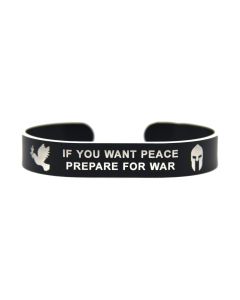 Colored Aluminum If You Want Peace, Prepare for War Cuff Bracelet with White Letters