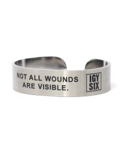 Stainless Steel Not All Wounds Are Visible Cuff Bracelet with Black Letters