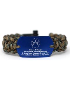 Colored Aluminum Custom Pet Paracord Bracelet with Recessed Letters