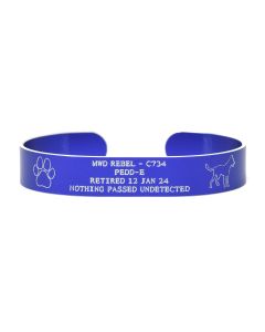 Colored Aluminum Custom Pet and MWD Cuff Bracelet with Recessed Letters