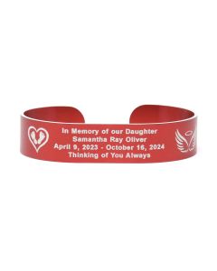 Colored Aluminum Custom Infant or Child Cuff Bracelet with White Letters