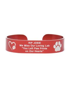 Colored Aluminum Custom Pet and MWD Cuff Bracelet with White Letters