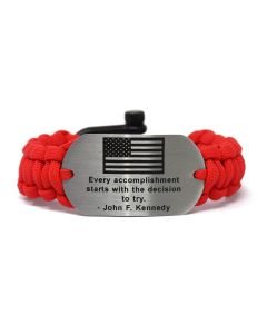 Stainless-Steel Custom Inspirational Paracord Bracelet with Black Letters