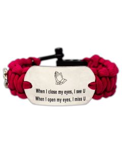 Stainless Steel Custom Child Memorial Paracord Bracelet with Black Letters