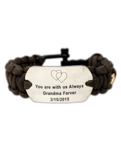 Stainless-Steel Custom Friend or Family Paracord Bracelet with Black Letters
