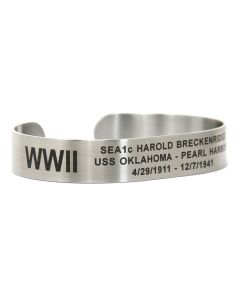 Stainless-Steel Custom WW 2 Cuff Bracelets with Black Letters