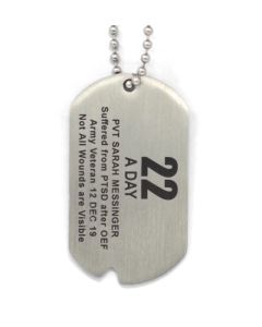 Stainless-Steel Custom 22 A Day Dog Tag with Black Letters