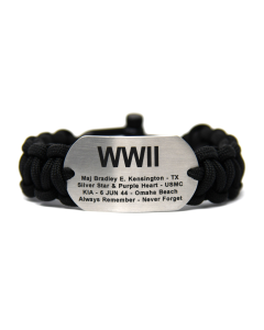 Stainless-Steel Custom WW 2 Paracord Bracelets with Black Letters