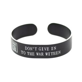 Colored Aluminum Don't Give In To The War Within Cuff Bracelet with Recessed Letters