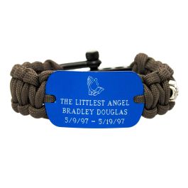 Colored Aluminum Paracord Custom Infant or Child Bracelet with Recessed Letters