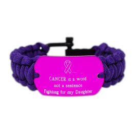 Colored Aluminum Paracord Custom Cancer Bracelet with Recessed Letters