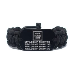 Colored Aluminum Paracord Custom Cancer Bracelet with Recessed Letters