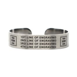 Stainless-Steel Cuff Bracelet with Black Letters