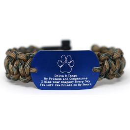 Colored Aluminum Custom Pet Paracord Bracelet with Recessed Letters