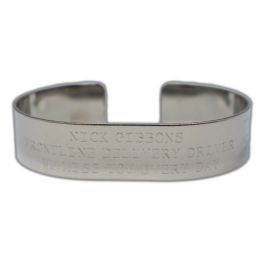 Stainless-Steel Cuff Bracelet with Recessed Letters