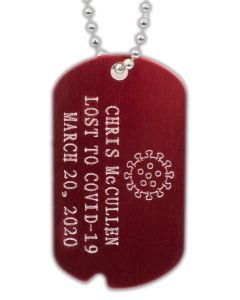 Colored Aluminum Custom COVID-19 Dog Tag with Recessed Letters