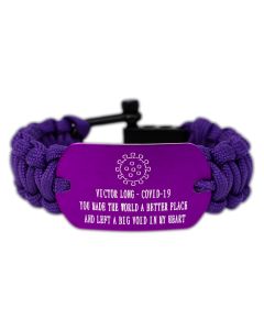 Colored Aluminum Custom COVID-19 Paracord Bracelet with Recessed Letters