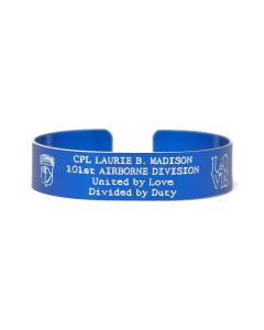 Colored Aluminum Custom Deployment Cuff Bracelet with Recessed Letters