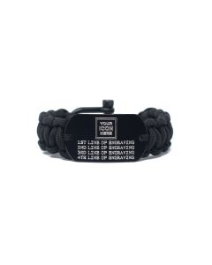 Custom Memorial Bracelet Aluminum Paracord Black