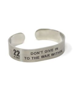 Stainless Steel Don't Give In To The War Within Cuff Bracelet with Black Letters