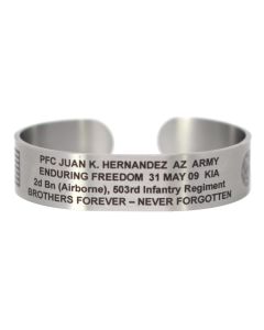 Stainless Steel Custom Military Cuff Bracelet with Black Letters