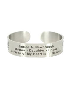 Stainless Steel Custom Friend or Family Cuff Bracelet with Black Letters
