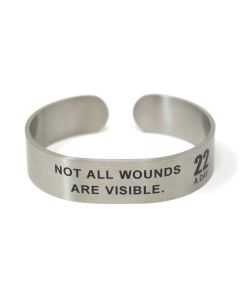 Stainless Steel Not All Wounds Are Visible Cuff Bracelet with Black Letters