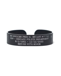 Colored Aluminum Custom First Responder Cuff Bracelet with Recessed Letters