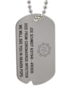 Stainless-Steel Custom COVID-19 Dog Tag with Black Letters